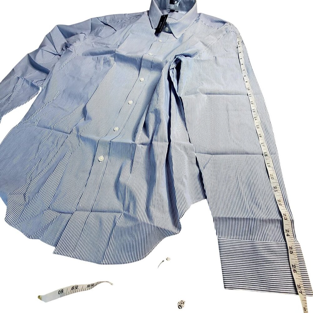 J.Crew Blue & White Striped XXL Performance Dress Shirt -Reimagined Cotton Blend - Picture 5 of 15
